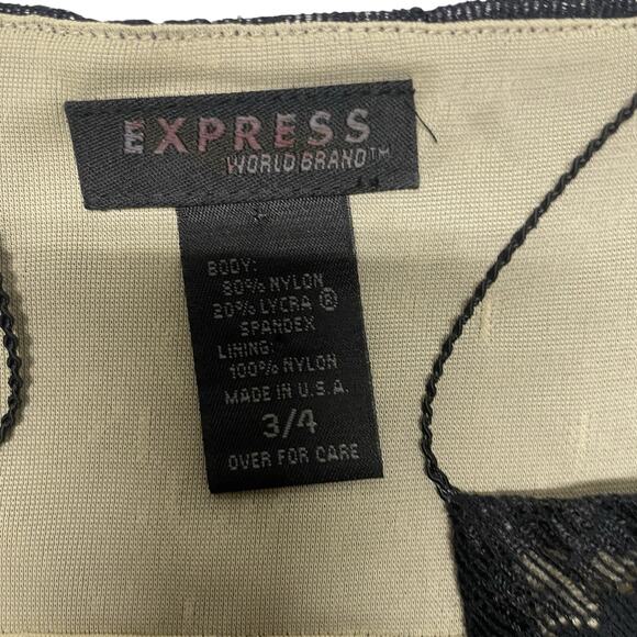 Vintage Express Lace Slip Dress Size 3/4 Black Bodycon 90s Y2K - Picture 4 of 4